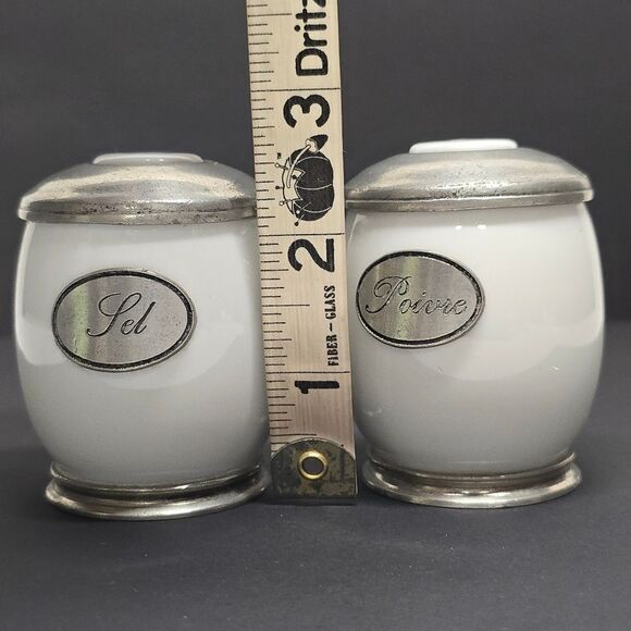 NOT FOR SALE Vintage Etain France Pewter And Porcelain Salt And Pepper Shakers - Picture 8 of 8
